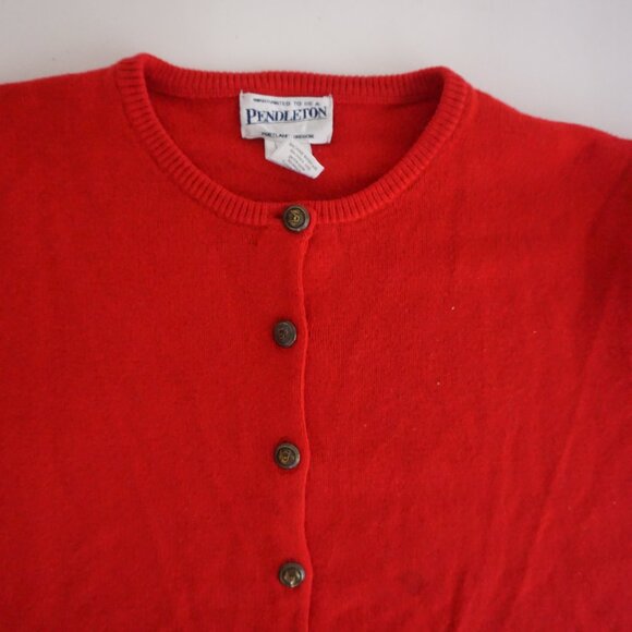 Vintage Pendleton Red Wool Cardigan Preppy Old Money Quiet Luxury Small - Picture 9 of 10